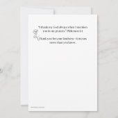 JW Dank U kaart met Schriftplaats Filemon 1:4 (Achterkant)