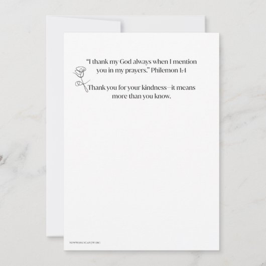 JW Dank U kaart met Schriftplaats Filemon 1:4 (Achterkant)