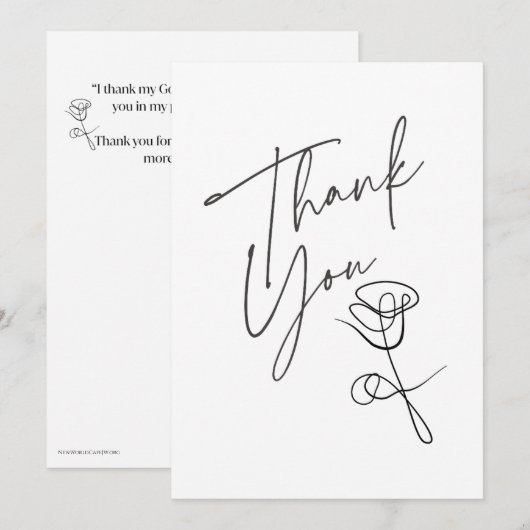 JW Dank U kaart met Schriftplaats Filemon 1:4 (Voorkant / Achterkant)