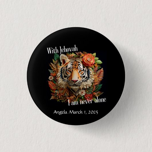 JW Doop Keepsake Gift -Gepersonaliseerde Pin-Butto Ronde Button 3,2 Cm (Voorkant)