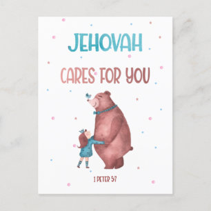 JW Kinder Gift-1 Peter 5:7 Jehovah geeft om je nie Briefkaart