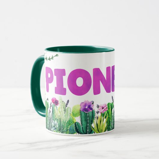 JW Pioneer Paarse Letters & Cactussen Wrap Rond Mo Mok (Voorkant links)