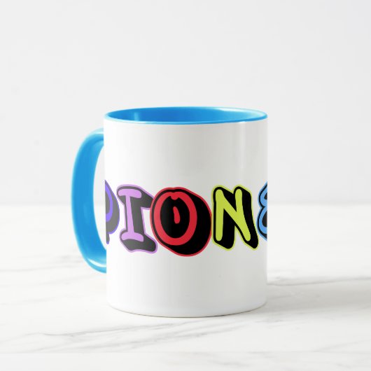 JW Pioneer Spray Paint Letters Wrap Around Mok (Voorkant links)