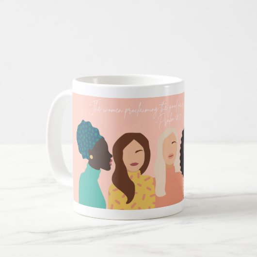 JW Schrift Koffie Mok, Psalm 68:11 Koffiemok (Voorkant links)