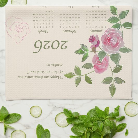 JW year text Matthew 5:3 calendar customize Theedoek (Gevouwen)