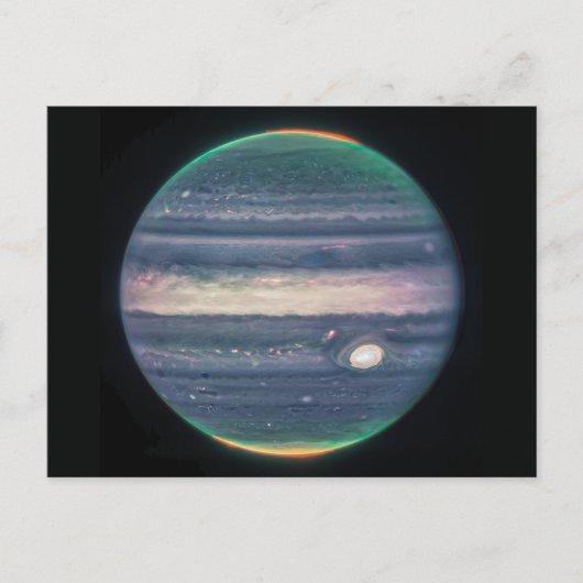 JWST-Afbeelding van Planet Jupiter in Infrarood Br Briefkaart (Voorkant)