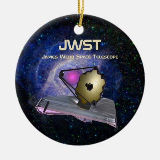 JWST avec lancement Date et lieu Ornement en céram (Devant)
