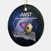 JWST avec lancement Date et lieu Ornement en céram (Gauche)