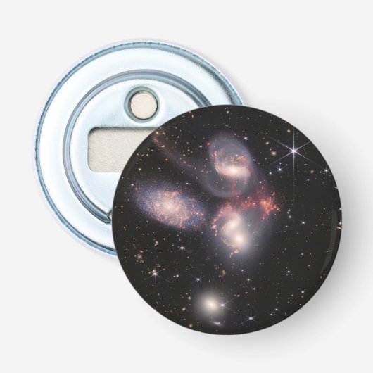 JWST James Webb Space Telescope Stephan's Quintet Button Flesopener (Voorkant)