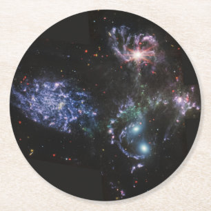 JWST James Webb Space Telescope Stephan's Quintet Ronde Kartonnen Onderzetter