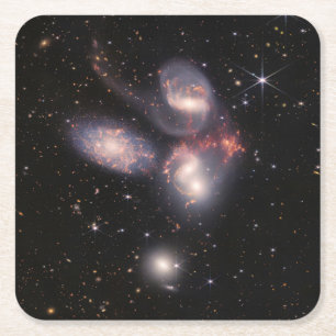 JWST James Webb Space Telescope Stephan's Quintet Vierkante Kartonnen Onderzetter