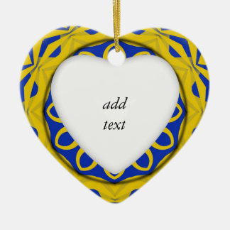 K128 Geel en Blauw Kali Keramisch Ornament