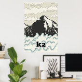 K2 Berg Reisposter Poster (Thuiskantoor)