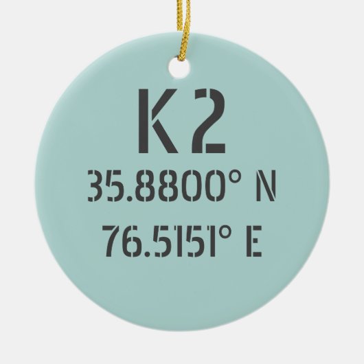 K2 Latitude en lengte Keramisch Ornament (Voorkant)