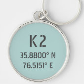 K2 Latitude en lengte Sleutelhanger (Voorkant)