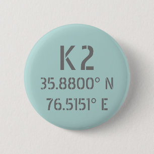 K2 Latitude- en lengtegraad Ronde Button 5,7 Cm