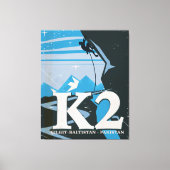 K2-reisposter voor bergbeklimmen canvas afdruk (Voorkant)
