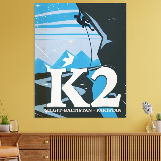 K2-reisposter voor bergbeklimmen canvas afdruk (Insitu (Woonkamer))