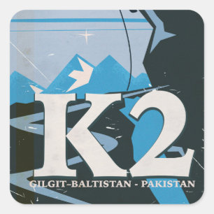 K2-reisposter voor bergbeklimmen vierkante sticker