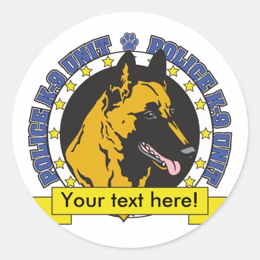 K9 Belgische Malinois Ronde Sticker (Voorkant)