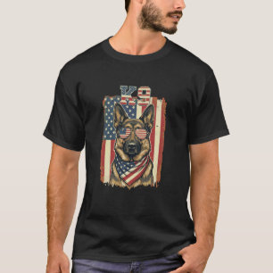 K9 Duitse Herdershond Amerikaanse Vlag Patriottisc T-shirt