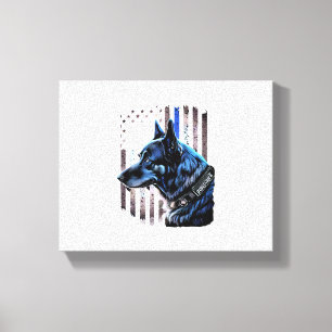 K9 Duitse politie van Shepherd doet dug in blauwe Canvas Afdruk