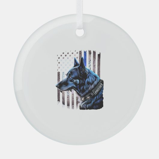 K9 Duitse politie van Shepherd doet dug in blauwe Glas Ornament (Voorkant)