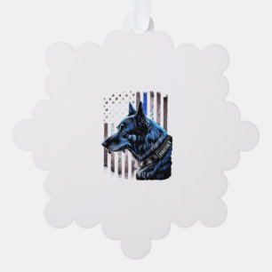 K9 Duitse politie van Shepherd doet dug in blauwe Ornament Kaart