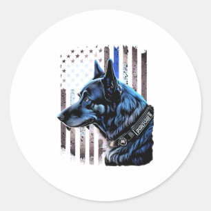 K9 Duitse politie van Shepherd doet dug in blauwe  Ronde Sticker