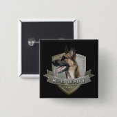 K9 Eenheid - Malinois - Belgisch herder Vierkante Button 5,1 Cm (Voorkant /achterkant)