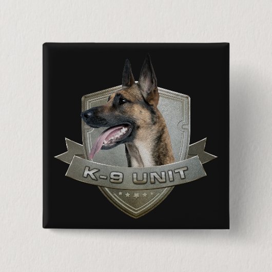 K9 Eenheid - Malinois - Belgisch herder Vierkante Button 5,1 Cm (Voorkant)