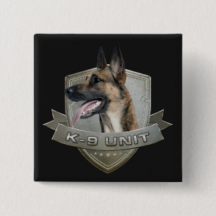 K9 Eenheid - Malinois - Belgisch herder Vierkante Button 5,1 Cm