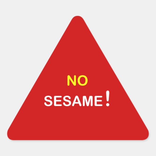 k9 - Eten Alert ~ GEEN SESAME. Driehoek Sticker (Voorkant)