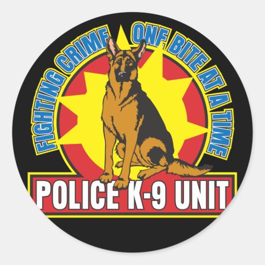K9 German Shepherd Bite Ronde Sticker (Voorkant)