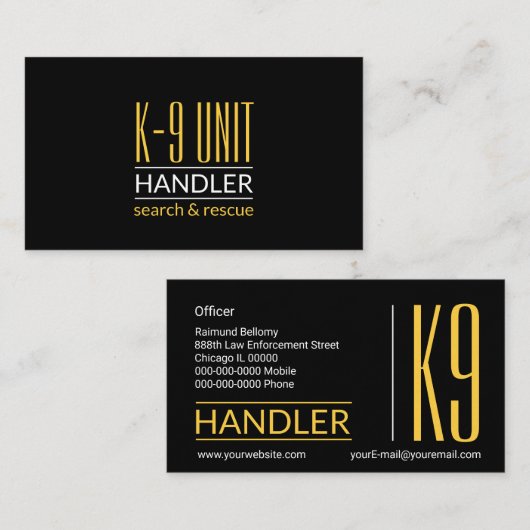 K9 Handler Visitekaartje (Voorkant / Achterkant)