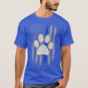 K9 Paw Thin Blue Line Vlag T-shirt