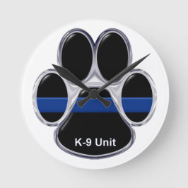 K-9-eenheid Thin Blue Line Ronde Klok