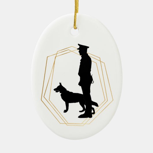 K-9 kerstversiering politieagent keramisch ornament (Voorkant)