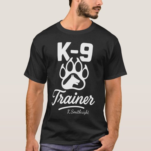 K-9 Trainer Gepersonaliseerd Zwart T-shirt (Voorkant)