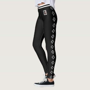 K_customize huisdier foto Cute White Cross Pattern Leggings
