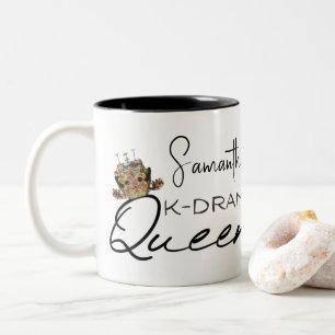 K-Drama Queen met Korean Crown Personalized Tweekleurige Koffiemok
