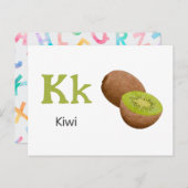 K est pour Kiwi - Carte Flash Alphabet (Devant / Derrière)