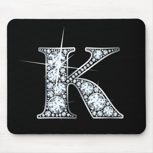 "K" Faux-"Diamond Bling" Mousepad Muismat (Voorkant)