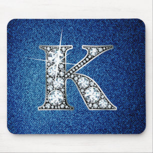 K Faux-"Diamond Bling" op Denim Mousepad Muismat