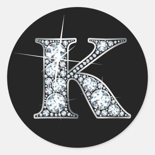 "K" Faux-"Diamond Bling" sticker (Voorkant)
