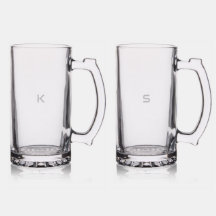 K Glass 1 - S Glass 2 Initials Beer Barware Stein