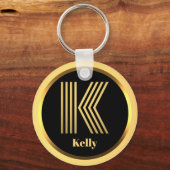 K Gold Monogrammed Letter Personal Sleutelhanger (Voorkant)