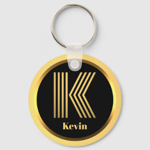 K Gold Monogrammed Letter Personal Sleutelhanger