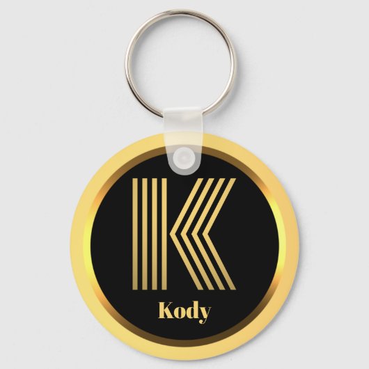 K Gold Monogrammed Letter persoonlijk Sleutelhanger (Voorkant)