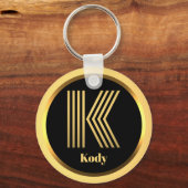 K Gold Monogrammed Letter persoonlijk Sleutelhanger (Voorkant)